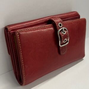 Coach Red Leather Snap Bifold Wallet